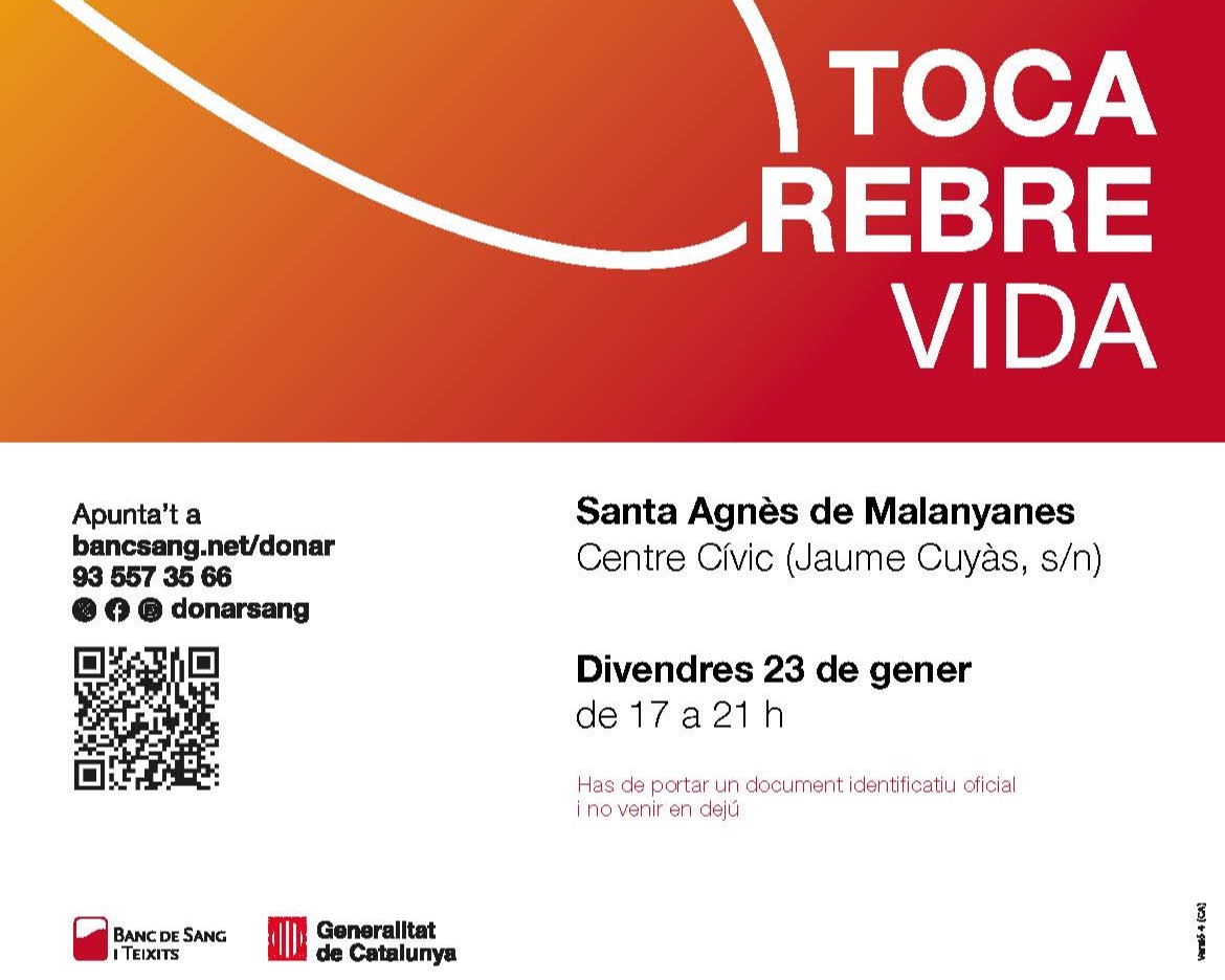 Jornada de donació de sang i plasma - Sta. Agnès de Malanyanes