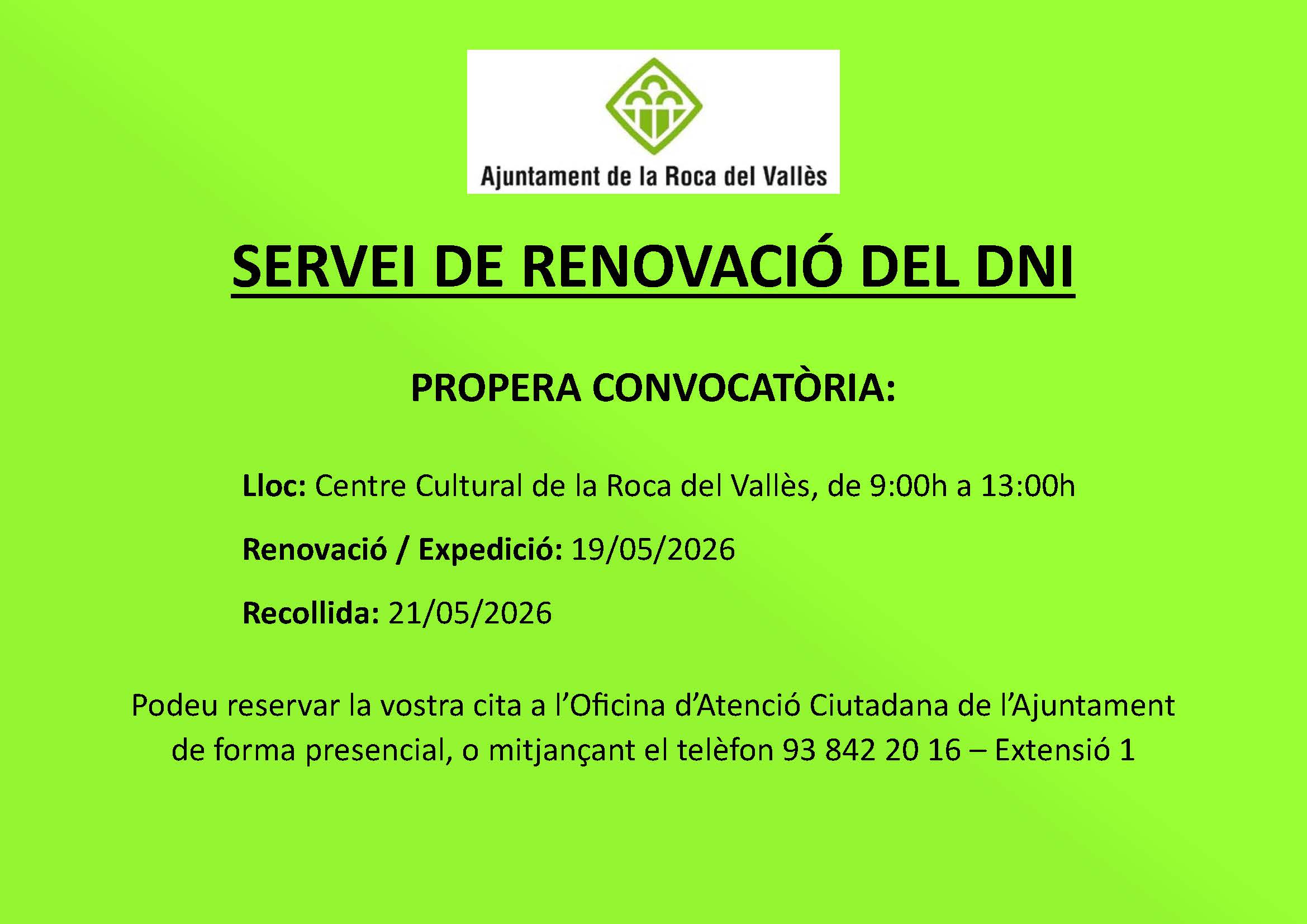 Renovació / Expedició del DNI