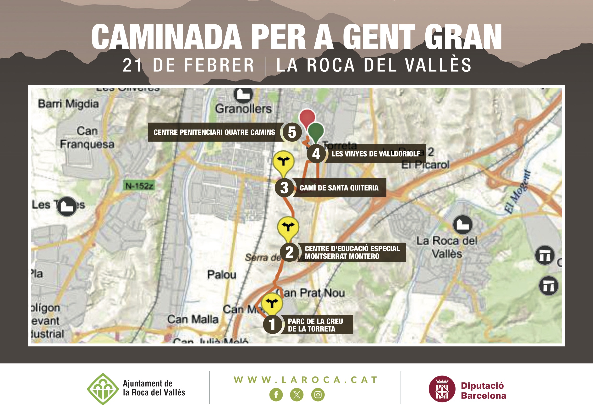 La Roca del Vallès acull el 21 de febrer la caminada per a gent gran