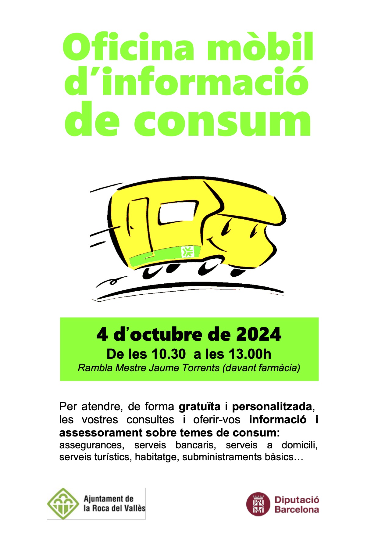 L'Oficina Mòbil d'Informació al Consumidor atendrà el 4 d'octubre