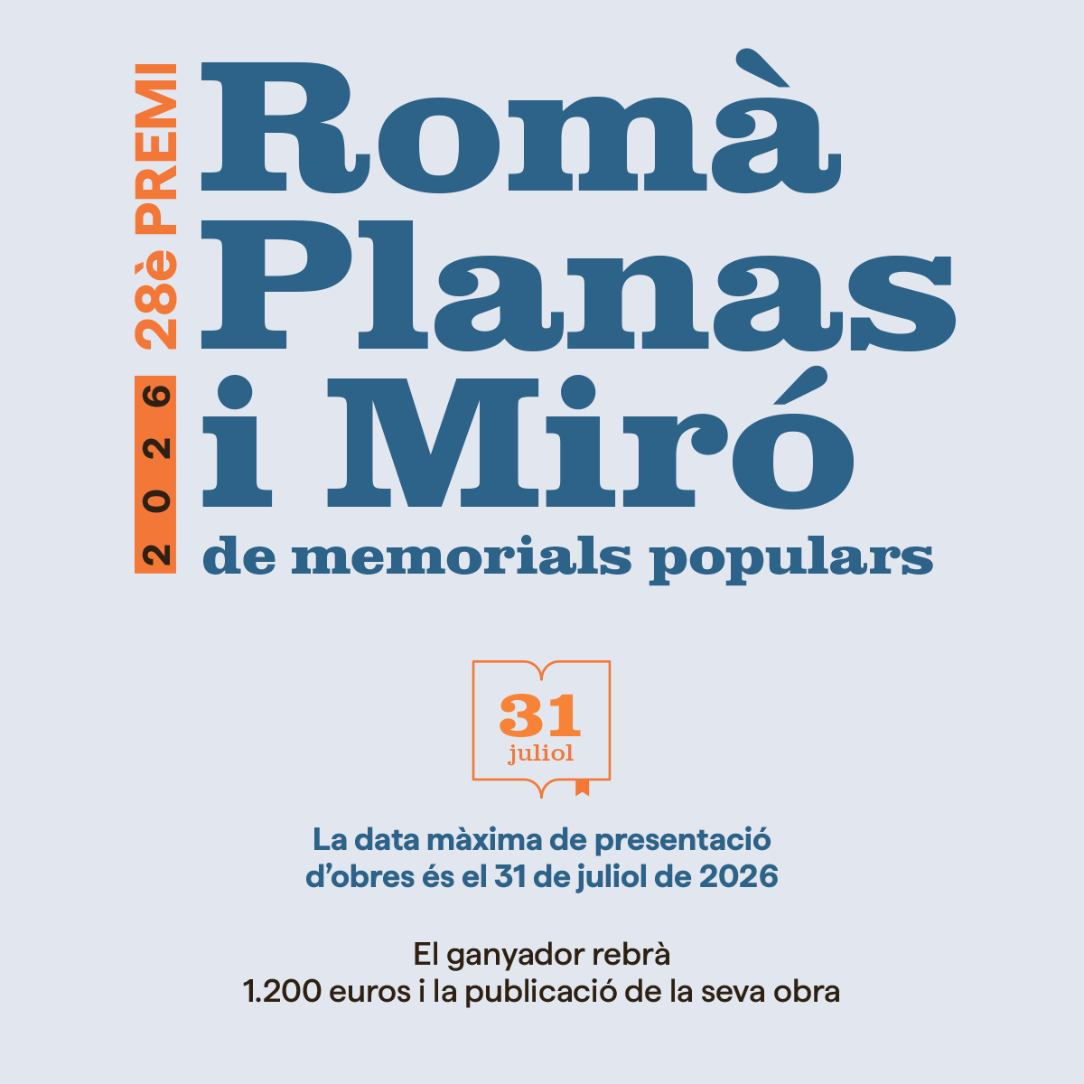 Oberta la convocatòria per participar en la 28a edició del Premi Romà Planas i Miró de memorials populars