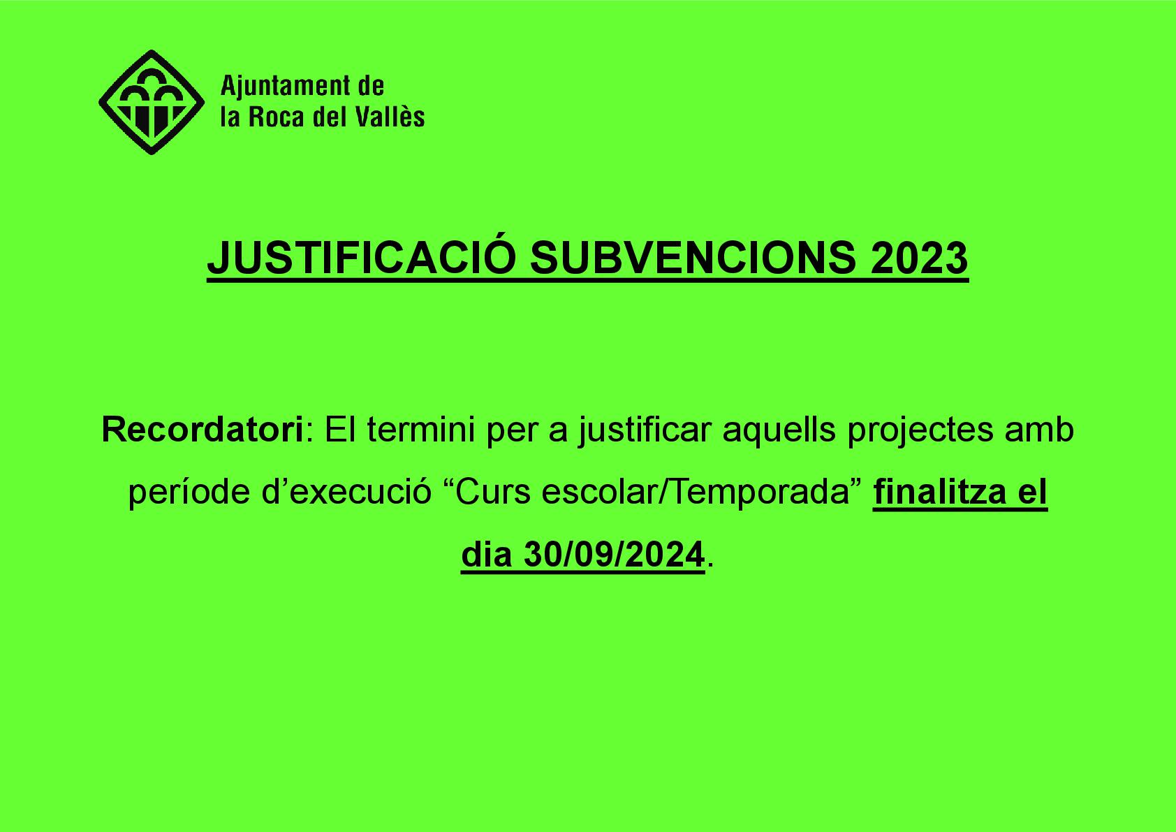 Termini justificació Subvencions 2023